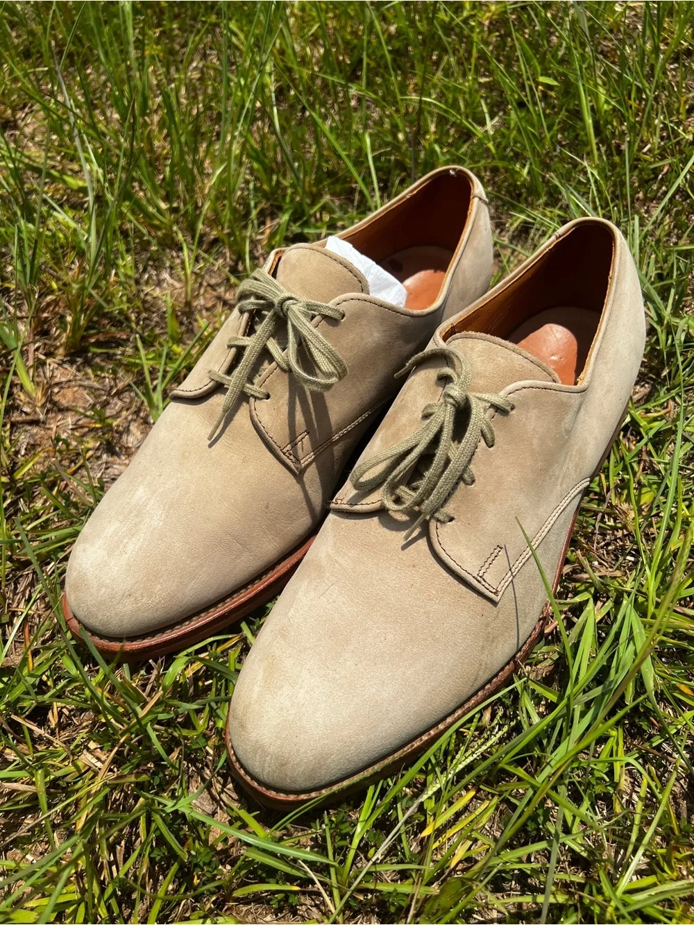 CLEAN Allen Edmonds size 9 Mens Orlean Style Nubuck Beige Oxford shoes